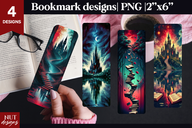 Gothic bookmark Fantasy Castle bookmark sublimation PNG