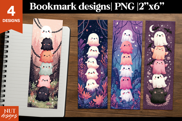 Funny Halloween Ghosts, Cartoon halloween bookmarks for kids