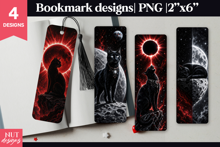 Eclipse Black Cat Bookmark PNG fantasy galaxy bookmark