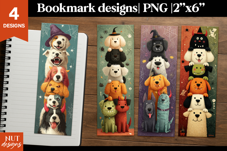 Funny Halloween dogs, Cartoon halloween bookmarks for kids