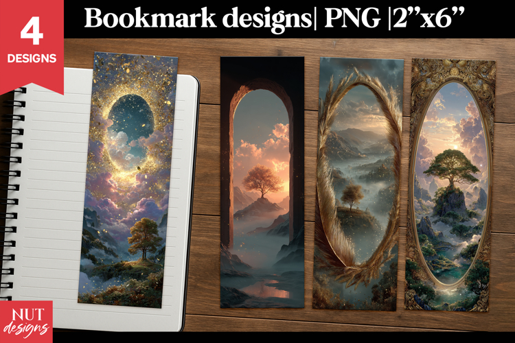 Fantasy Tree Bookmark printable mystical tree landscape PNG