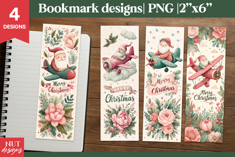 Christmas bookmark Flying Santa Bookmarks Merry Christmas