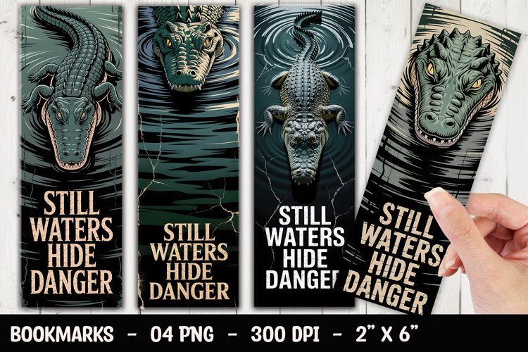 Crocodile Danger Bookmark Sublimation example image 1