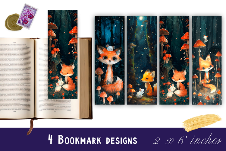 Cute little fox Bookmarks Printable Bookmark Sublimation