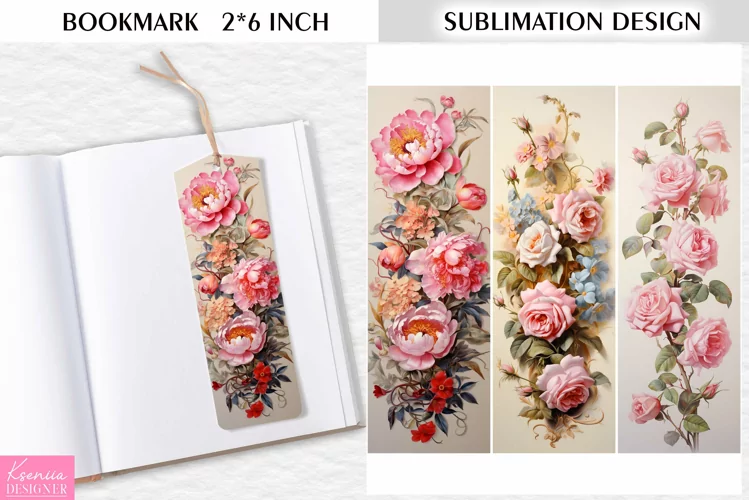Flower Bookmark Sublimation Design|Vintage Floral Printable