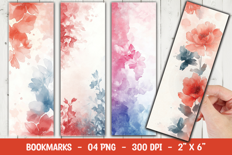 Soft Floral Red Bookmark Sublimation example image 1