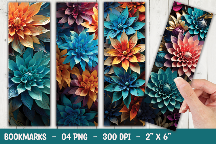 Multicolor Dahlia Bloom Art Bookmark Sublimation