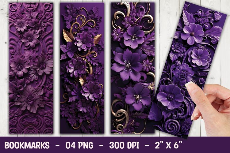 Dark Violet Petals Moody Floral Bookmark Sublimation