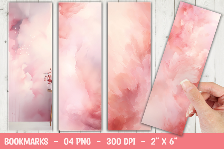 Pink watercolor bookmark sublimation png example image 1