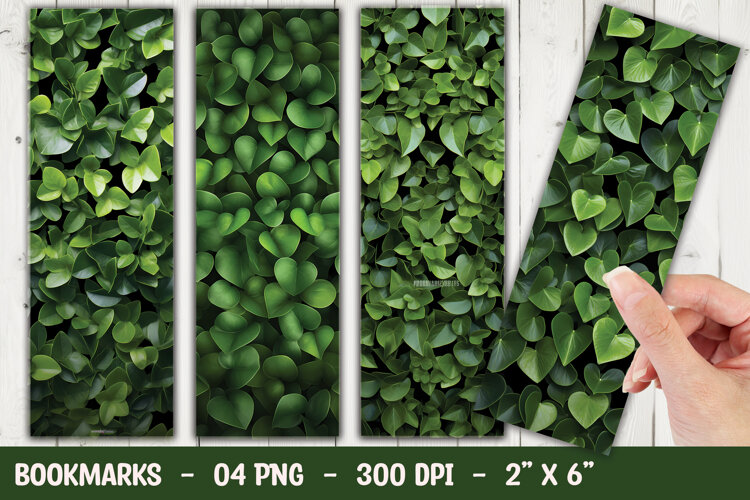 Green leaves Pattern Bookmark Sublimation example image 1