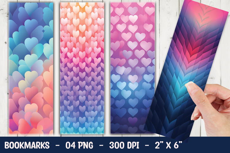 Colorful Heart pattern Bookmark Sublimation