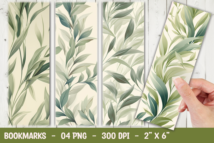 Green Leafy Botanical Sketch Bookmark Sublimation