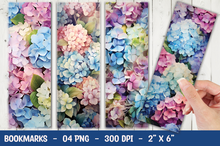 Soft Pink Blue Blossom Bouquet Bookmark Sublimation
