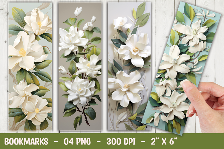 White Cream Flower Botanical Bookmark Sublimation