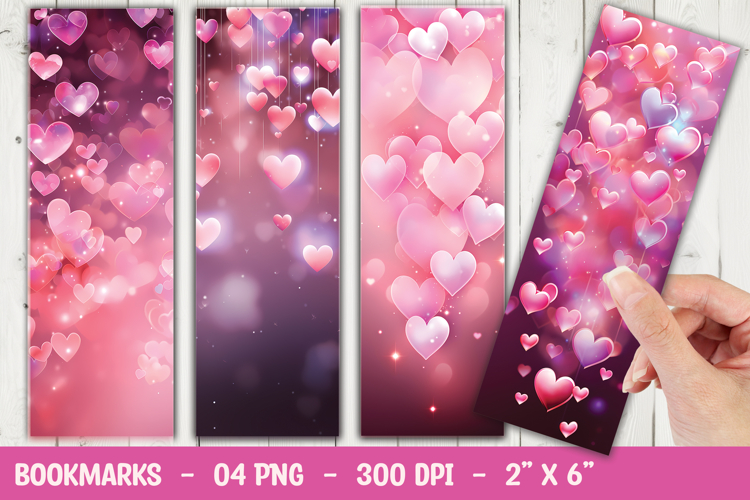 Glitter Pink Bokeh Heart Texture Bookmark Sublimation