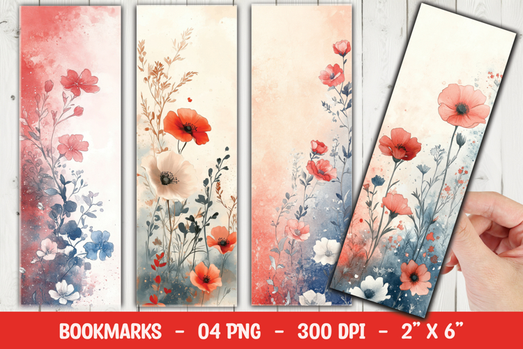 Poppy Floral Soft Bookmark Sublimation example image 1