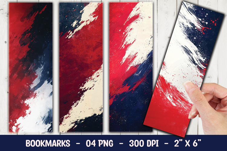 Red Blue Paint Stroke Bookmark Sublimation example image 1