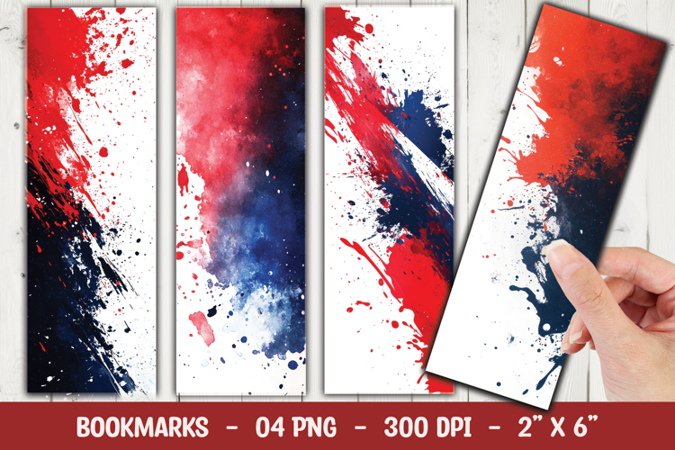 Red Blue Ink Splash Bookmark Sublimation example image 1