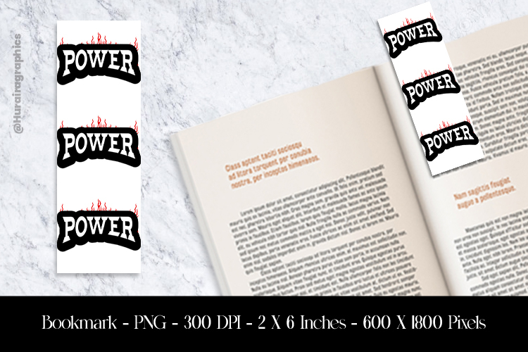 Power Bookmark Sublimation Design PNG