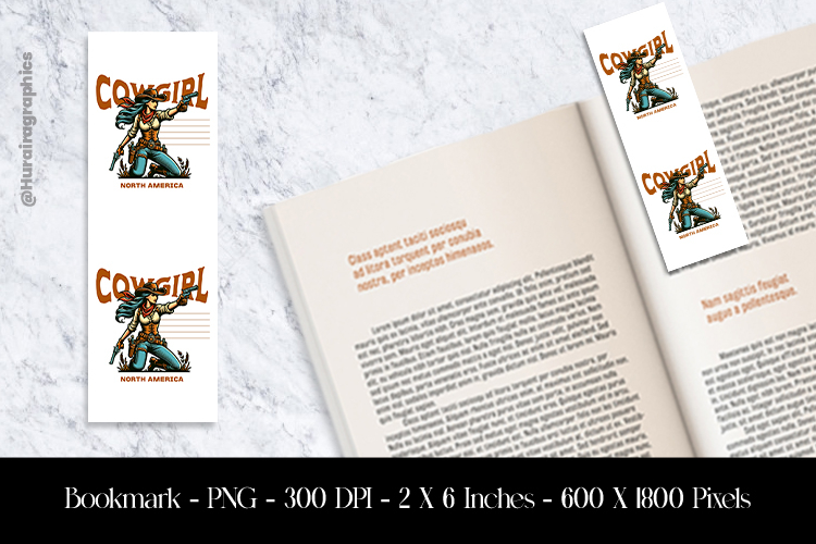 Cowgirl Western Bookmark Sublimation Design PNG