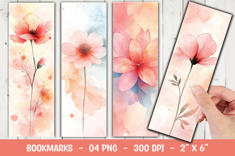 Soft Red Floral Bloom Bookmark Sublimation example image 1