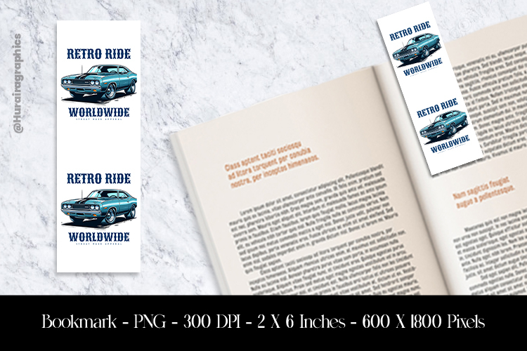 Retro Ride WorldWide Bookmark Sublimation Design PNG