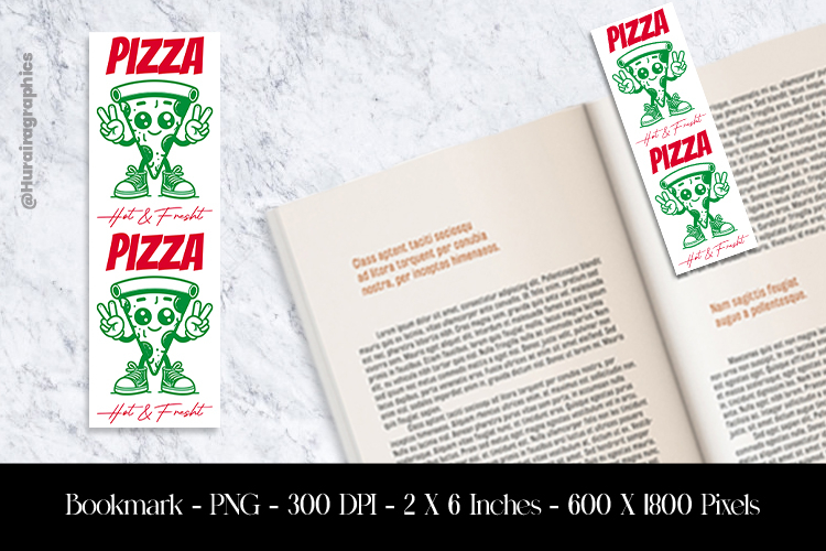 Pizza Hot & Fresh Bookmark Sublimation Design PNG