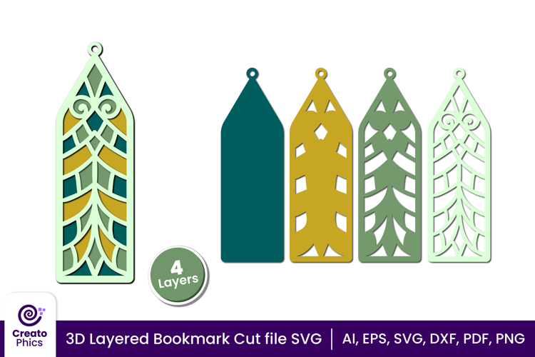 3d layered decorative bookmark SVG | cut file for book lover
