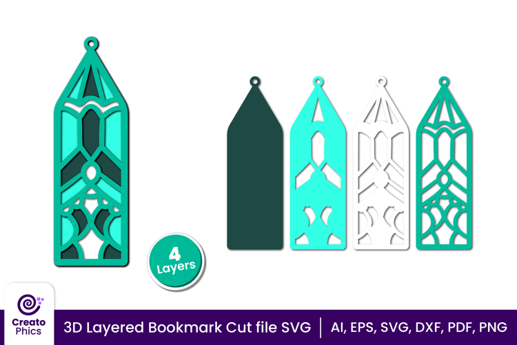 3d layered decorative bookmark SVG | cut file for book lover