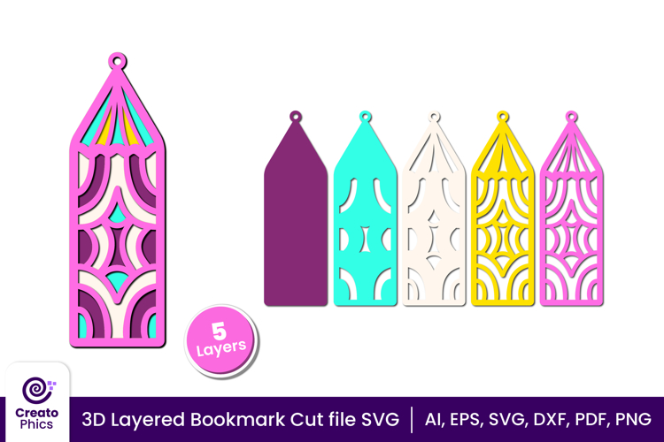 3d layered decorative bookmark SVG | cut file for book lover
