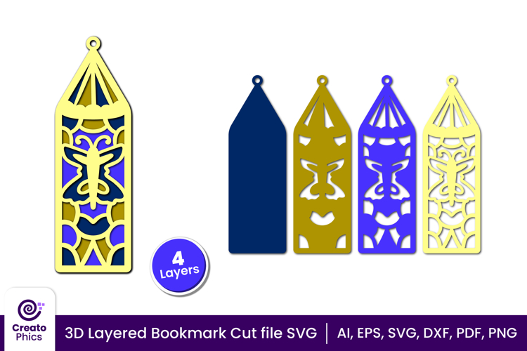 3d layered decorative bookmark SVG | cut file for book lover