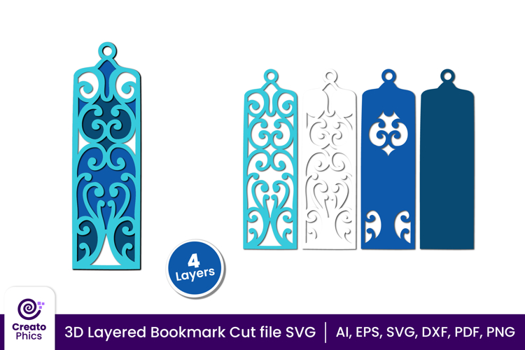 3d layered decorative bookmark SVG | cute bookmark cut file