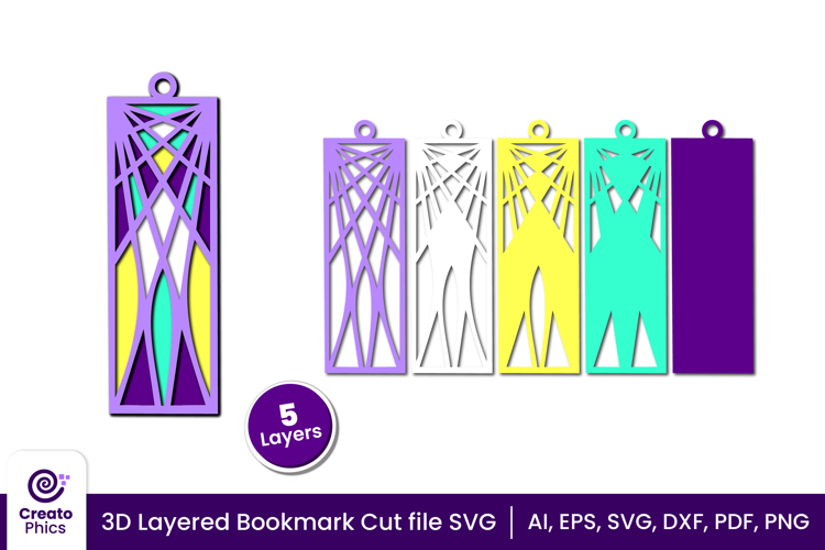 3d layered decorative bookmark SVG | cute bookmark cut file