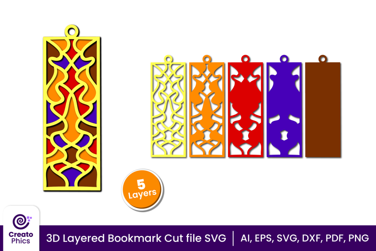 3d layered decorative bookmark SVG | cute bookmark cut file