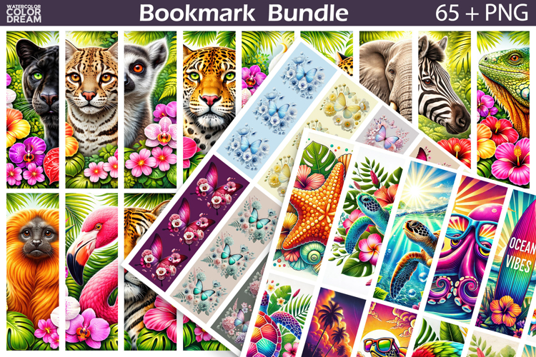 Tropical Animals Bookmark Bundle | Butterfly Bookmark Bundle