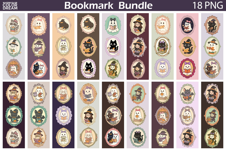 Halloween Bookmarks Bundle | Retro Halloween Frames Bookmark