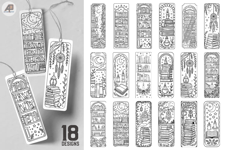 Secret Library Coloring Bookmark Bundle