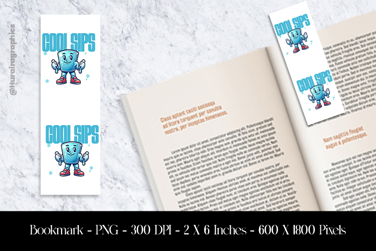 Cool Sips Bookmark Sublimation Design PNG