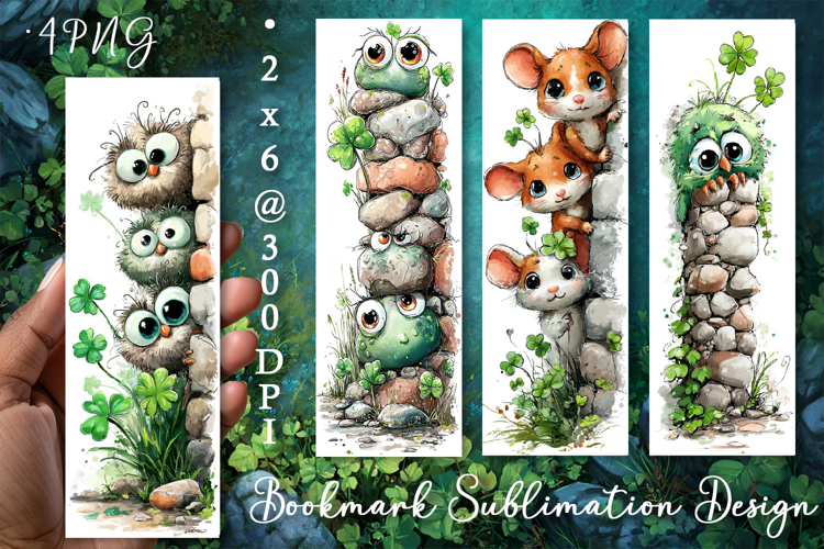St Patricks Day Bookmark, animal Sublimation Design