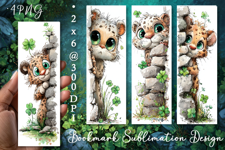 Tigre. St Patricks Day Bookmark, animal Sublimation Design