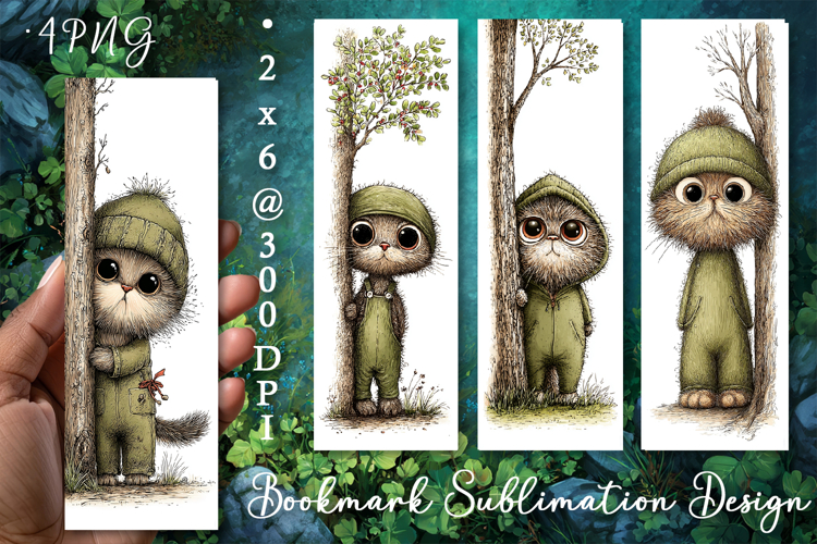Cat. St Patricks Day Bookmark, animal Sublimation Design