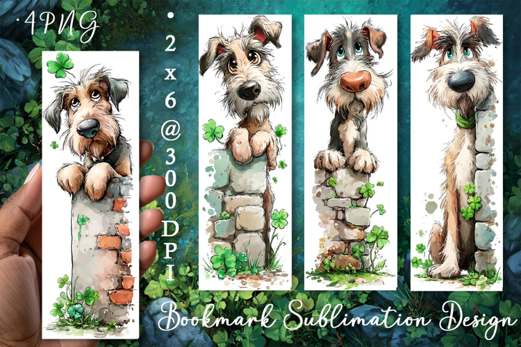 Dog. St Patricks Day Bookmark, animal Sublimation Design