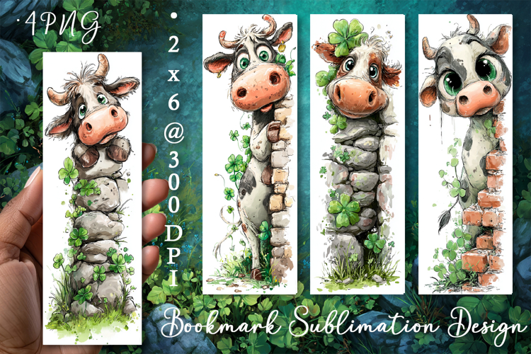 Cow. St Patricks Day Bookmark, animal Sublimation Design