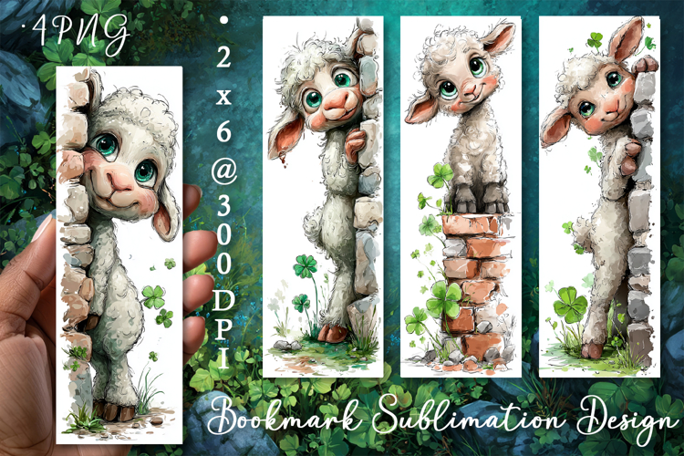 Lamb. St Patricks Day Bookmark, animal Sublimation Design