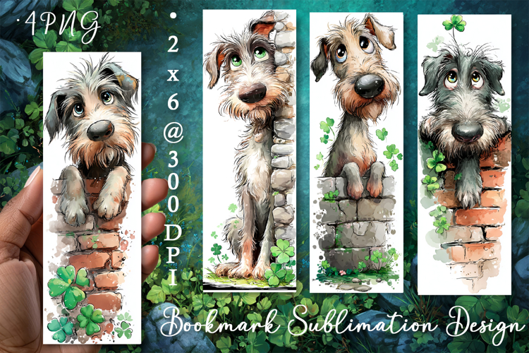 Dog. St Patricks Day Bookmark, animal Sublimation Design