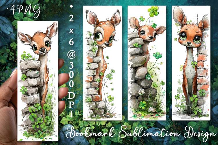 Deer. St Patricks Day Bookmark, animal Sublimation Design