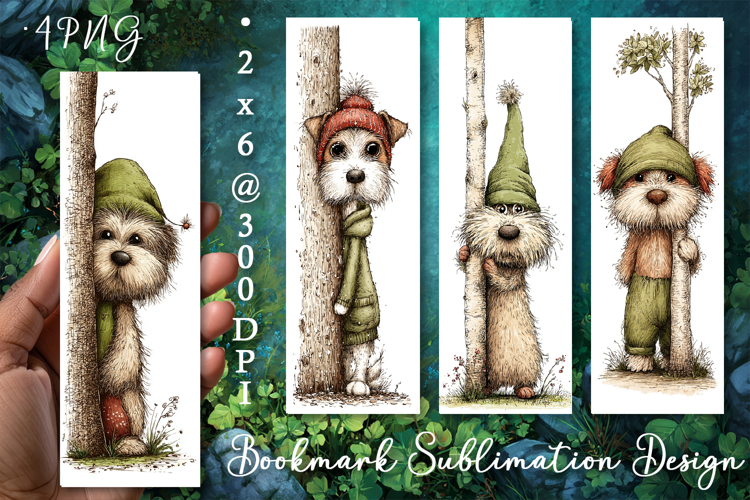 Dog. St Patricks Day Bookmark, animal Sublimation Design