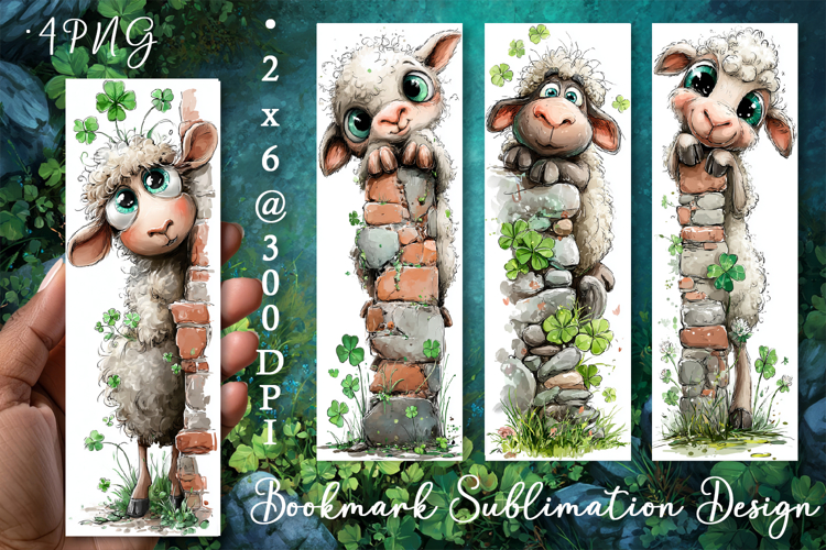 Lamb. St Patricks Day Bookmark, animal Sublimation Design