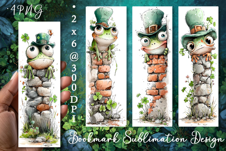 Frog. St Patricks Day Bookmark, animal Sublimation Design