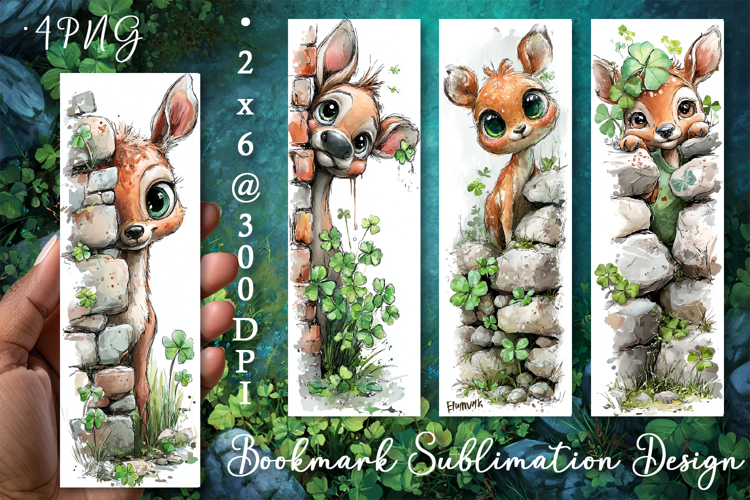 Deer. St Patricks Day Bookmark, animal Sublimation Design